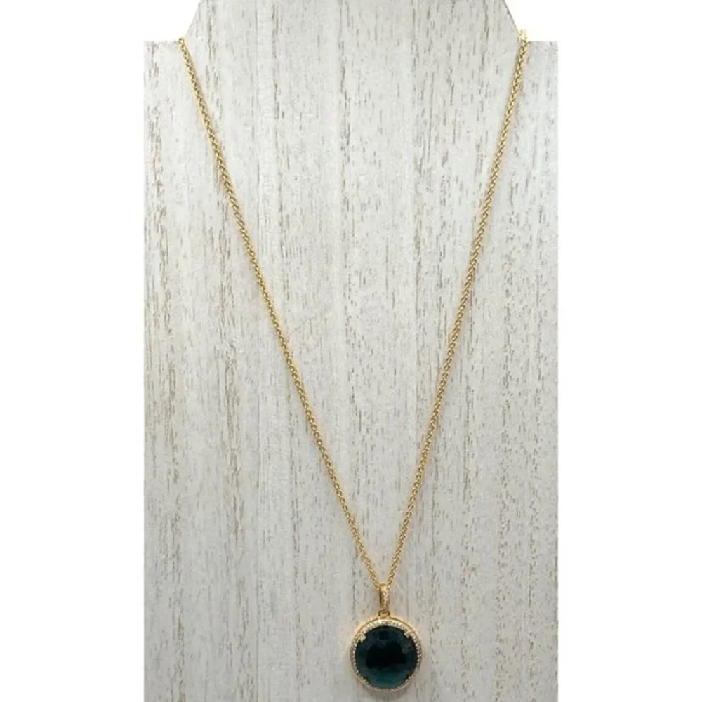 Seta 925 Silver Gold Plated CZ stones Aqua Blue Stone 16